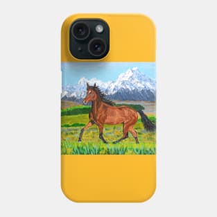 A brown horse and Mount Cook, New Zealand Phone Case