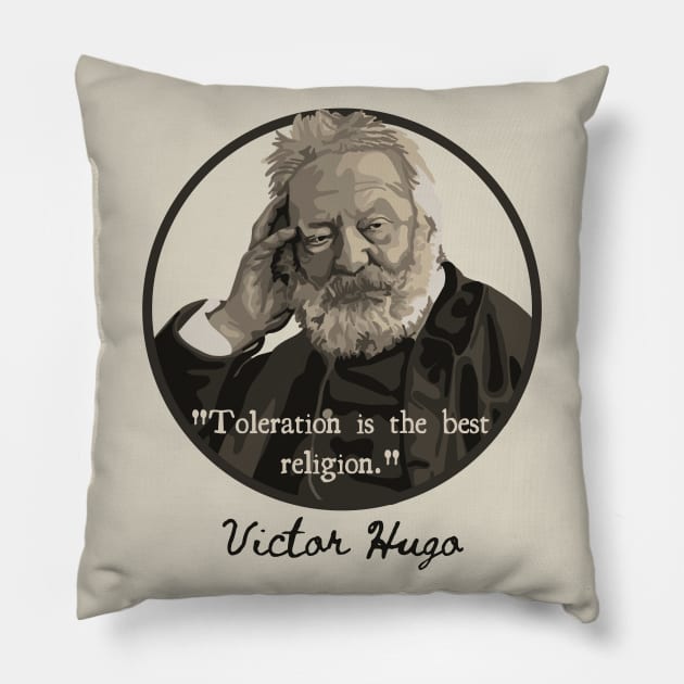 Victor Hugo Portrait and Quote Pillow by Slightly Unhinged