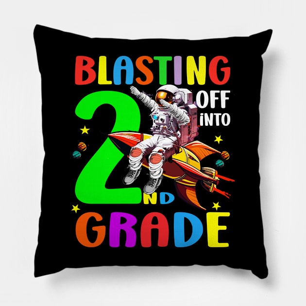 Blasting Off Into 2nd Grade Funny Back To School Boys Kids T-Shirt Pillow by AlmaDesigns