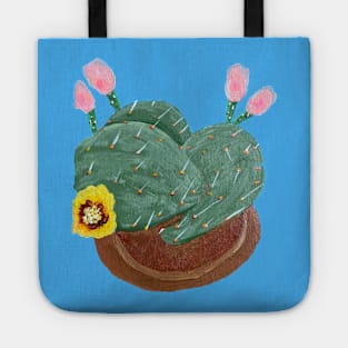 Hand Painted Prickly Pear Cactus Tote