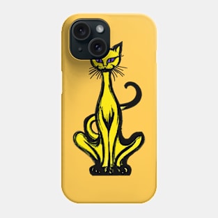 Retro 1970's Funky Groovy Yellow Jazz Cat Cartoon Phone Case