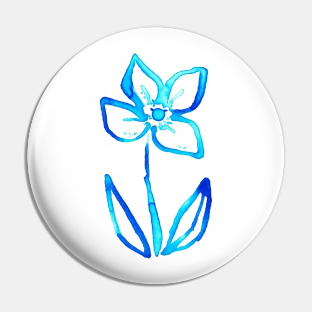 Blue Watercolor Flower Pin by saradaboru