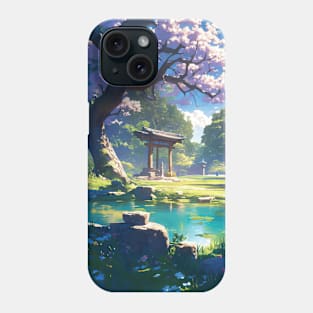 The sakura blossom by the still pond Phone Case