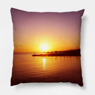 Purple orange pink sunset in Crete Greece Europe Travel beautiful day Photography Pillow