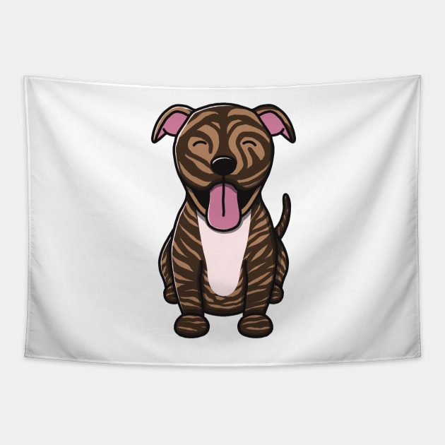 Cute Brindle Pitbull Tapestry by Luna Illustration