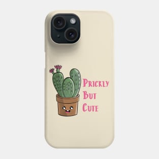 Prickly But Cute Kawaii Green Cactus Succulent in Brown Pot Phone Case