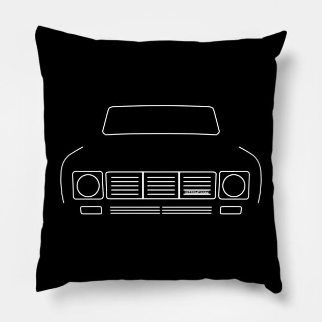 IH Scout II Terra classic 1970s SUV white outline graphic Pillow by soitwouldseem