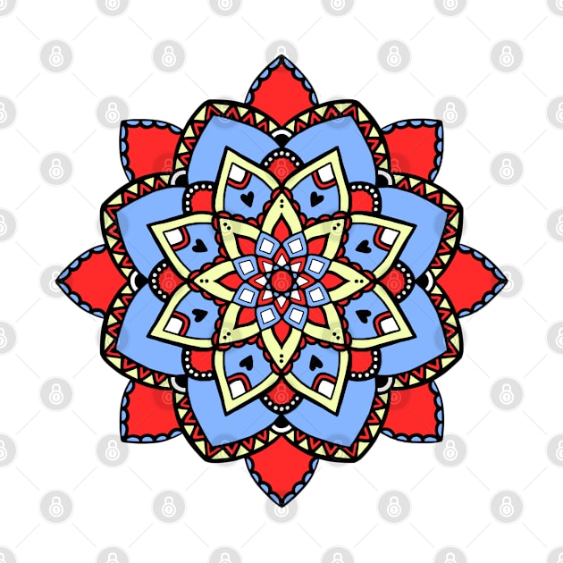 Red and blue mandala pattern by destinybetts