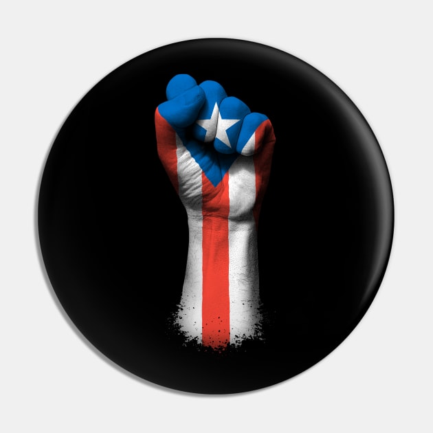 Flag of Puerto Rico on a Raised Clenched Fist Pin by jeffbartels