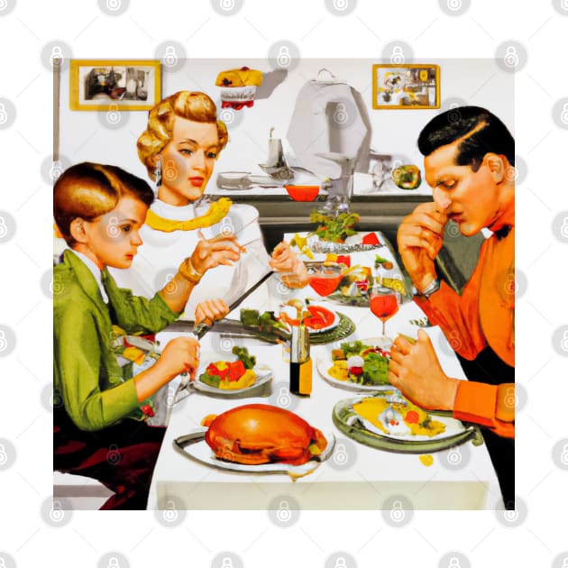 American Thanksgiving Dinner in the Style of Norman Rockwell by JohnCorney