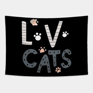 Grey Cute Love Cats Typography Tapestry