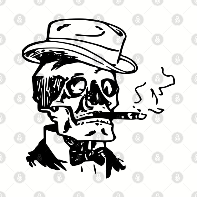 Skeleton Skull Top Hat Smoking Cigar by BarryJive