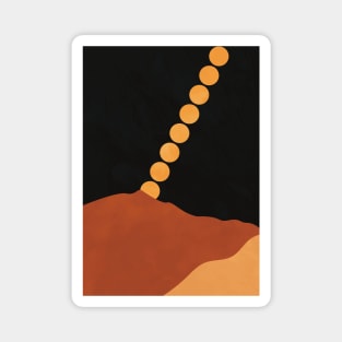 Mountain Hill, Moon, Terracotta, Minimalist Artwork Magnet