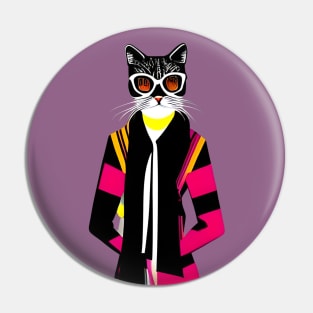 Fashionista Geometric Cubist Cat Pin