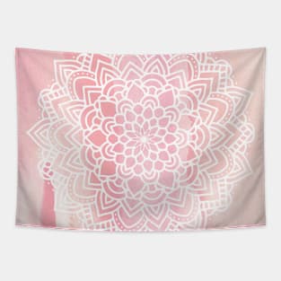 Flower Mandala pink and white watercolor Tapestry