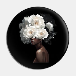White Flower On Black Women African American Women Pin