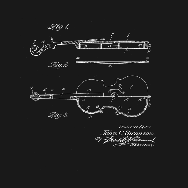 Violin Vintage Patent Drawing by TheYoungDesigns