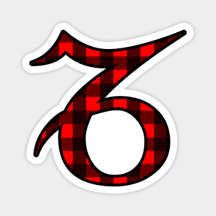 Capricorn Zodiac Horoscope Symbol in Black and red Buffalo Plaid Magnet