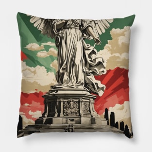 Angel de la Independencia Mexico Tourism Vintage Poster Pillow