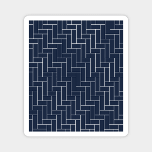 Geometric Tiles in Dark Navy Blue and White Outline Magnet