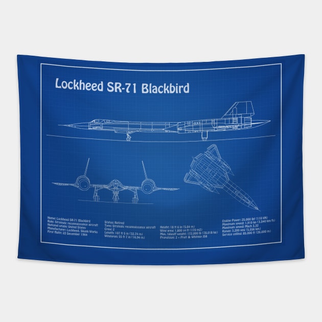 Lockheed SR-71 Blackbird - AD Tapestry by SPJE Illustration Photography