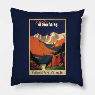 Rocky Mountain National Park Vintage Travel Poster Pillow