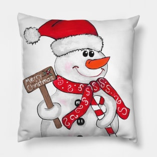 WHITE Christmas Snowman Pillow