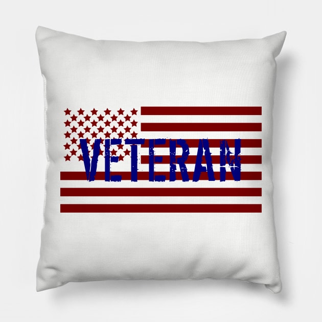 American Flag Military Veteran Pillow by LaurenElin