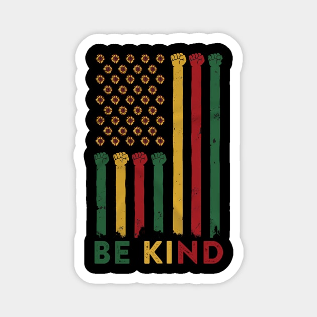 Juneteenth Bekind Sunfower American Flag Magnet by marcguada82.monster