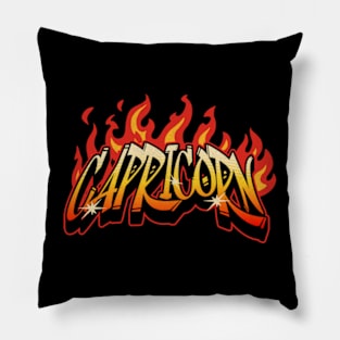 Capricorn Zodiac Retro Flames Birthday Pillow