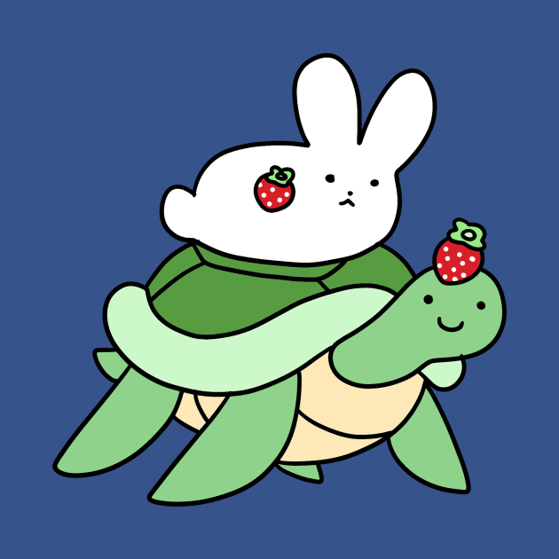 Strawberry Turtle and White Bunny by saradaboru