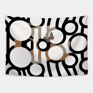 Abstract Black and White Simple Pattern geometry Tapestry