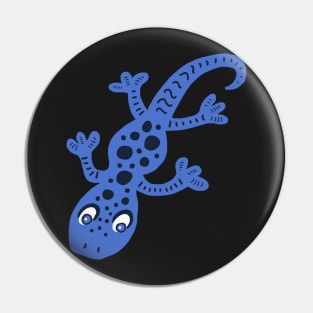 Blue Gecko Lizard Drawing with Spots Pin