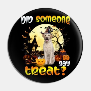 Yellow Labrador Did Someone Say Treat Happy Halloween Pin