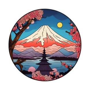 Japanese temple in front of Mount Fuji T-Shirt