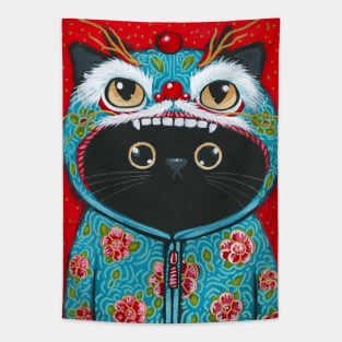 Kitty In A Dragon Hoodie Tapestry