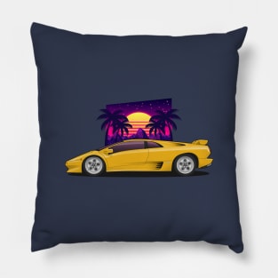 Yellow Diablo VT Supercar Pillow