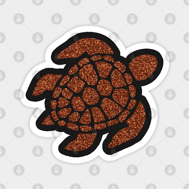 Dark Orange Faux Glitter Turtle Magnet by Felicity-K