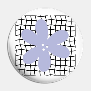 Abstract Flower on Grid - Pastel lilac purple Pin