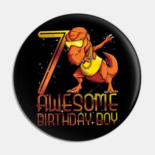 Kids 7th Birthday Dinosaur 7 Year Old Awesome Since Gifts Boy Pin