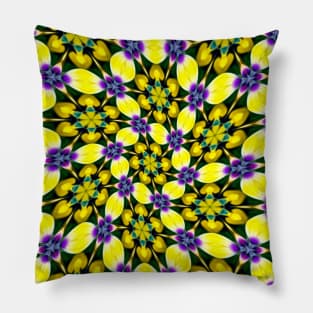 Yellow and Purple Daisy Pattern Pillow