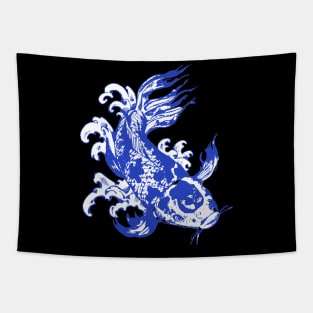 Koi Fish in Blue Tapestry