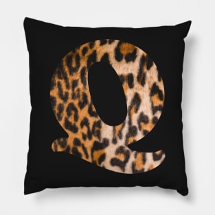 Letter Q leopard print Pillow