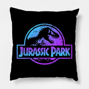 Jurassic Park Blue Purple Fossil Logo Graphic Short Sleeve Pillow