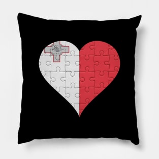 Maltese Jigsaw Puzzle Heart Design - Gift for Maltese With Malta Roots Pillow