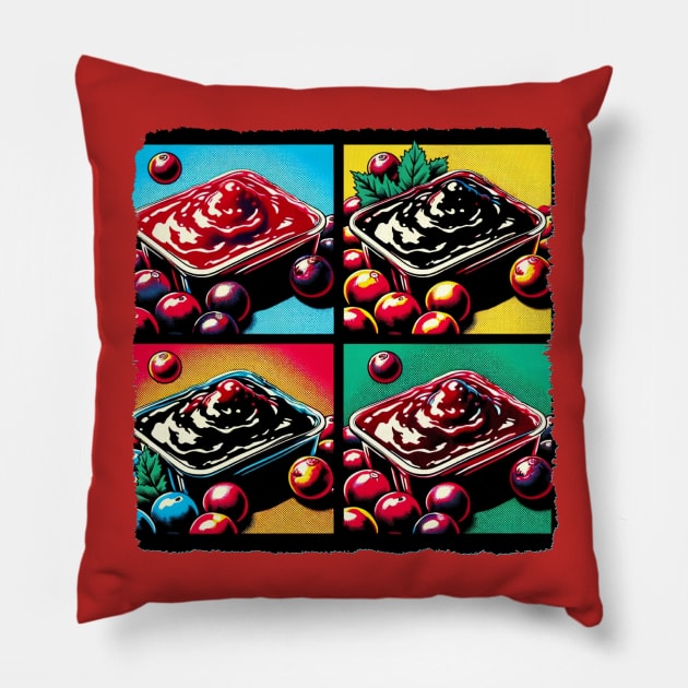 Cranberry Pop: A Vivid Artistic Take on a Holiday Classic Pillow by PawPopArt