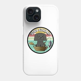 Cute black dog has gone fishing Phone Case