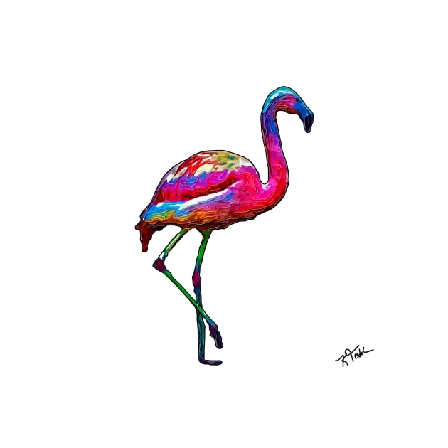 One Step At A Time Abstract Flamingo by KirtTisdale