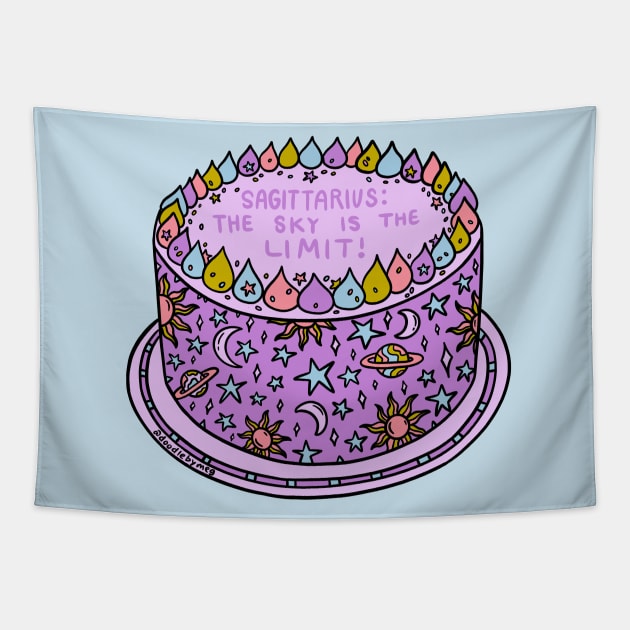 Sagittarius Cake Tapestry by Doodle by Meg