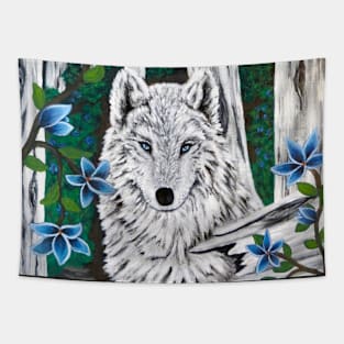 Wolf in the woods Tapestry